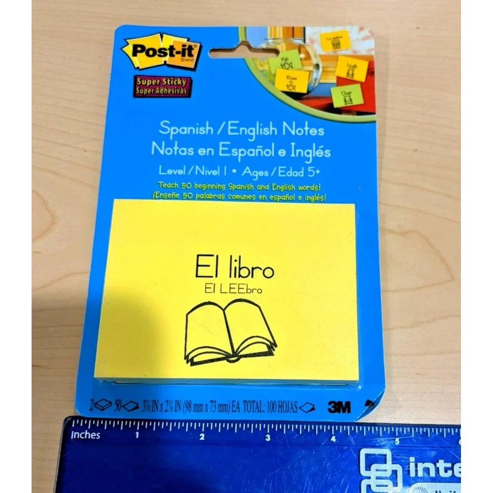 Post-it Super Sticky Spanish English Notes Level 1 3M 100 Sheets Sealed Pad NEW